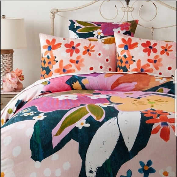ANTHROPOLOGIE Matilda Floral Queen Duvet Cover NWT - Picture 2 of 8